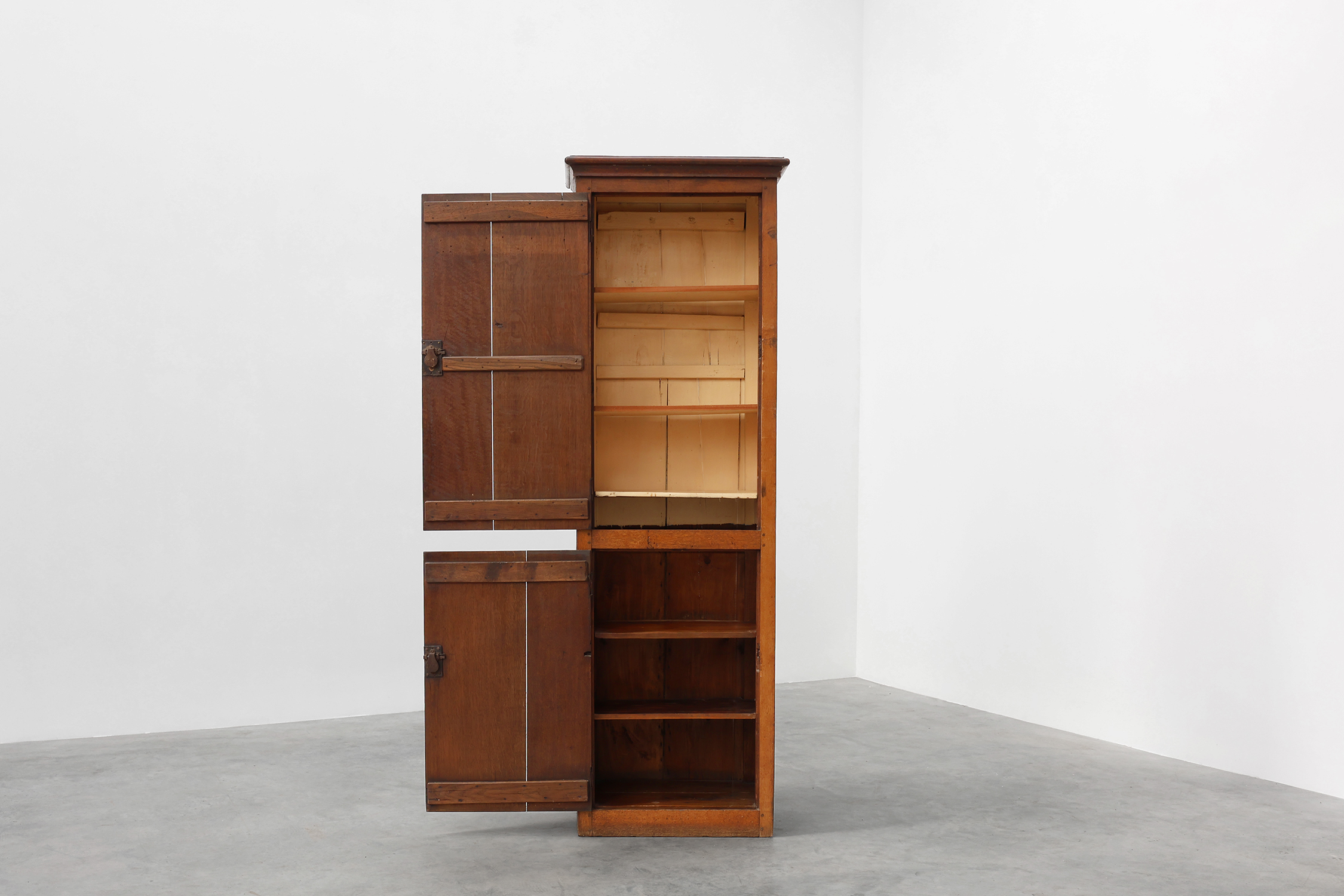 Rustic Tall French Monastery cabinet in oak from the late 19th centurythumbnail
